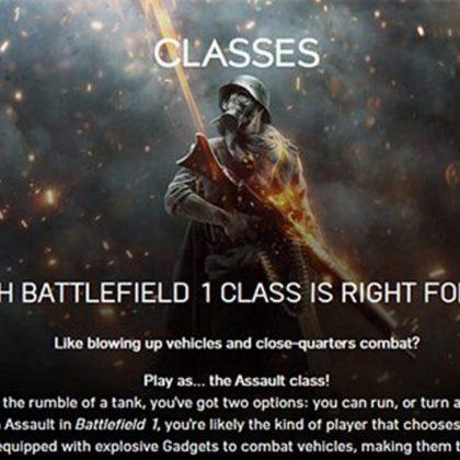 Battlefield 1 Class Information